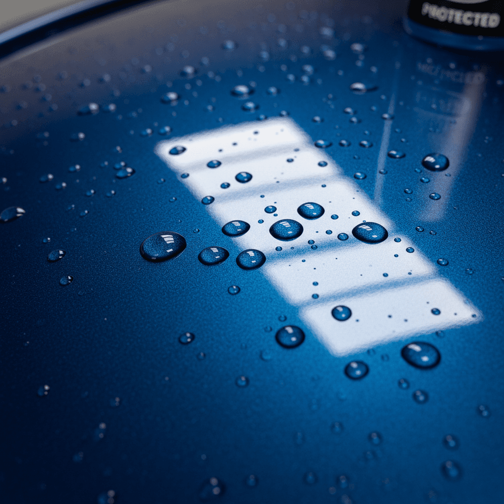 Polished paint with protective wax coating