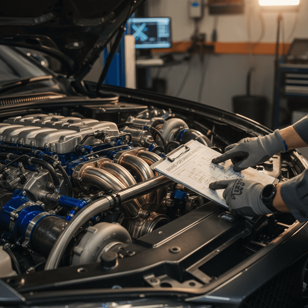 Engine bay cleaning and degreasing service detail