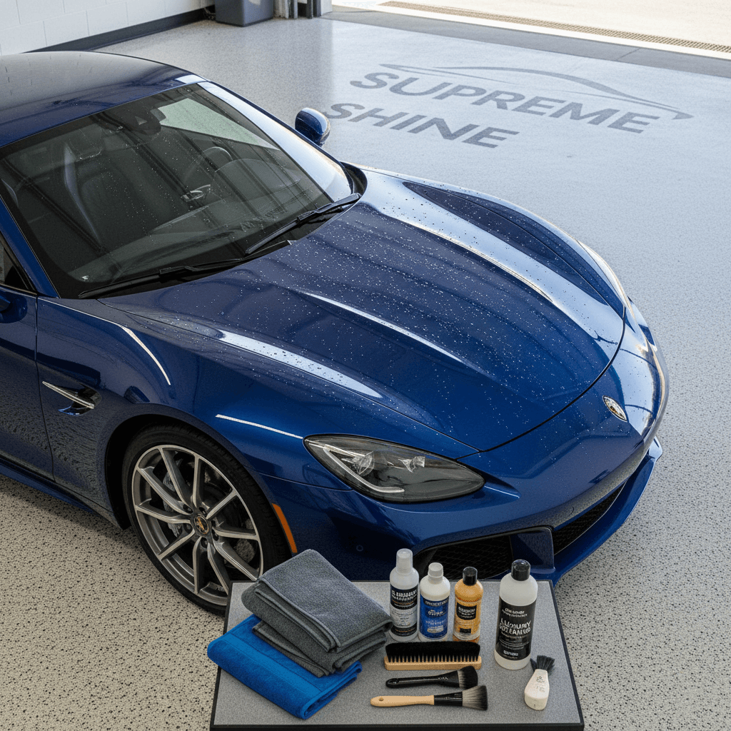 Complete vehicle exterior after full detailing service